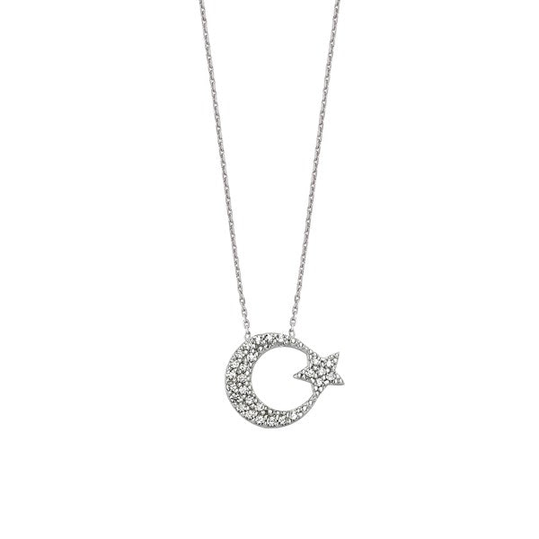 925 Sterling Silver Moon Star Women's Sterling Silver Necklace