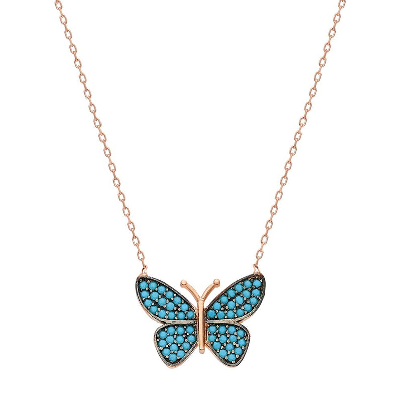 925 Sterling Silver Turquoise Butterfly Necklace