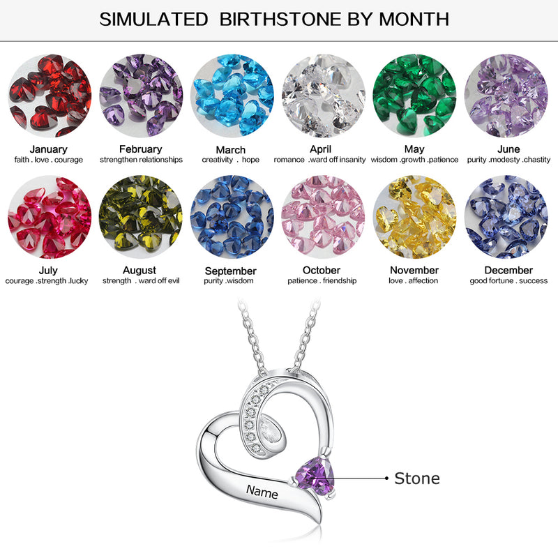 Custom Birthstone Heart Necklace