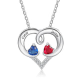 925 Sterling Silver Two Birthstone Necklace
