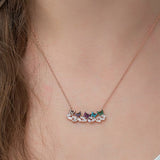 925 Sterling Silver Baguette Stone Colorful Butterfly Necklace