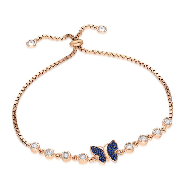 925 Sterling Blue Butterfly Adjustabel Bracelet