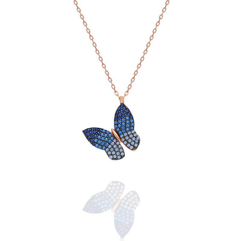 925 Sterling Silver Blue Butterfly Necklace