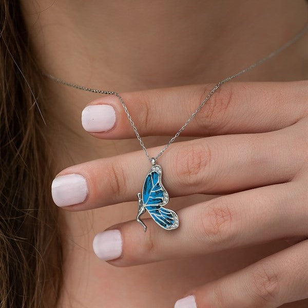 Light Blue Butterfly Necklace