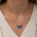 925 Sterling Silver Blue Stone Butterfly Necklace