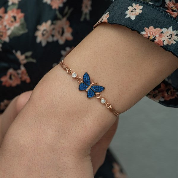 925 Sterling Blue Stone Butterfly