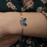 925 Sterling Colored Butterfly Women's Sterling Silver Bracelet
