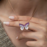 925 Sterling Silver Pink Butterfly Necklace