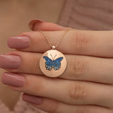 925 Sterling Silver Plate Butterfly Necklace