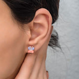 925 Sterling Silver Rose Enamel Double Color Butterfly Earrings