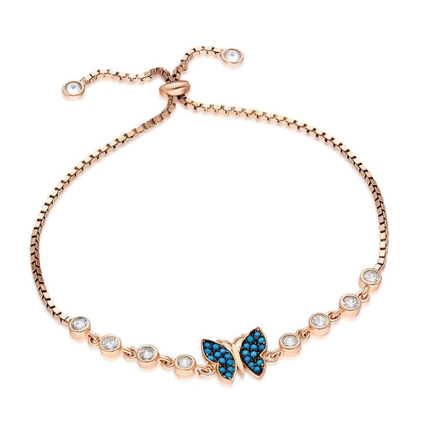 925 Sterling Turquoise Butterfly Bracelet Women Silver Bracelet