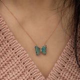 925 Sterling Silver Turquoise Stone Butterfly Necklace