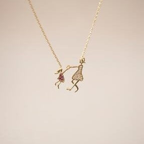 Gold Mother & Child Necklace