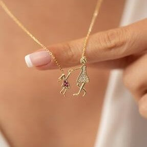 Gold Mother & Child Necklace