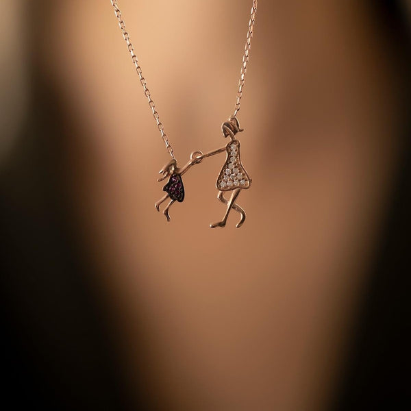 Mother & Child Sterling Silver Necklace