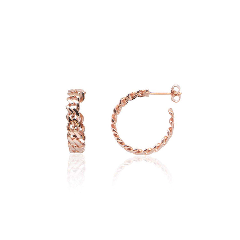 Rose Gold Plated Patterned Silver Earrings