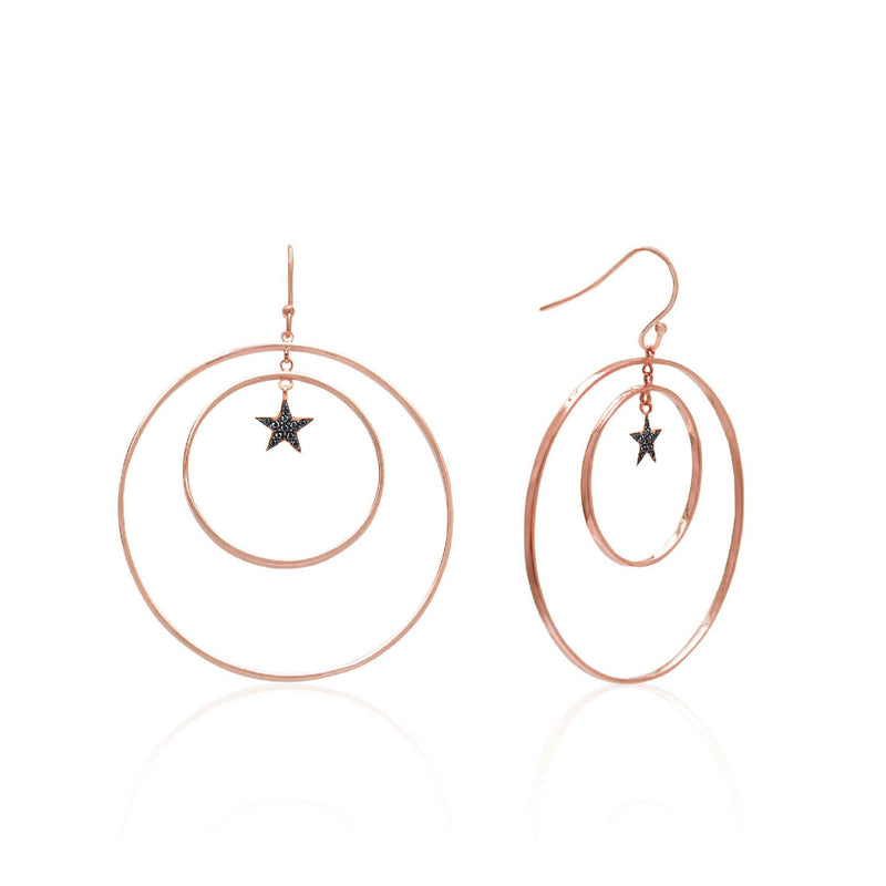Rose Gold Plated Sterling Silver Hoop Earrings with CZ