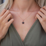 Sterling Silver Black Zircon Star Necklace