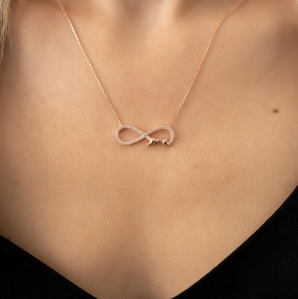 Sterling Silver Infinity and Heart Italian Necklace