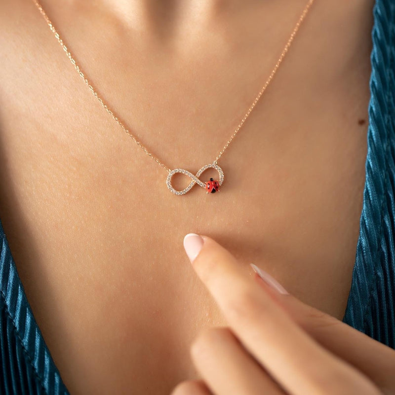 Sterling Silver Infinity and Ladybug Necklace