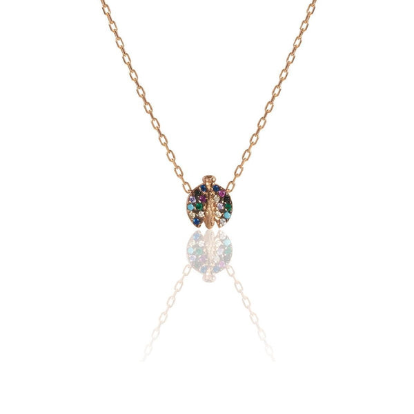Sterling Silver Ladybug Multi-Stone Necklace