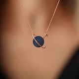 Sterling Silver Planet and Star Sapphire Necklace