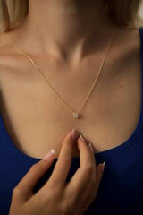 Sterling Silver Square Solitaire Necklace