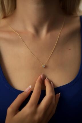 Sterling Silver Square Solitaire Necklace