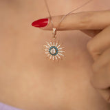 Sterling Silver Turquoise  Sun Necklace
