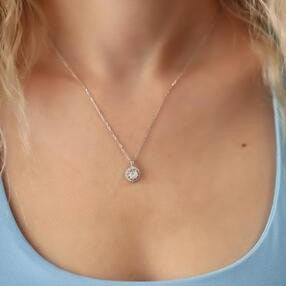 Women's Sterling Silver Solitaire Necklace