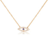 Zircon Stone Diamond Mounted Eye Pattern Gold platedPlated Sterling Silver Necklace