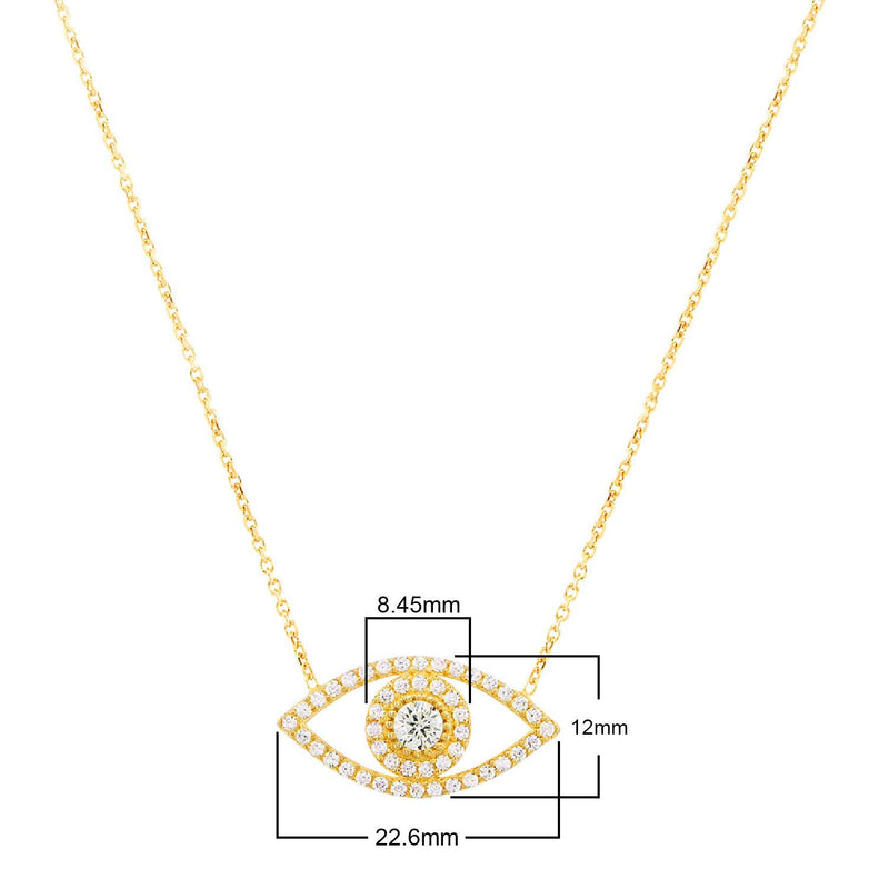 Zircon Stone Diamond Mounted Eye Pattern Gold platedPlated Sterling Silver Necklace
