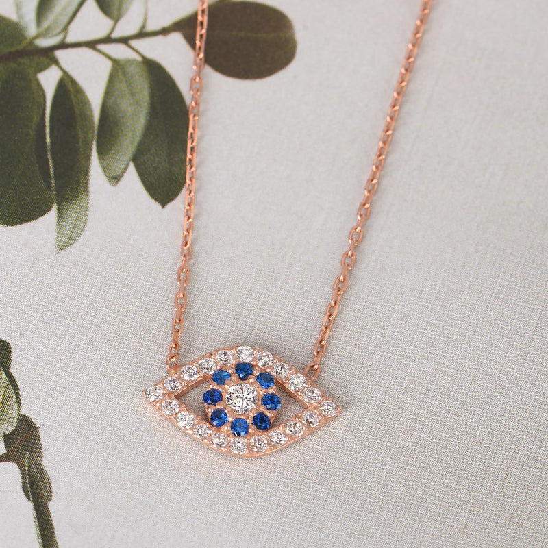 Gold Evil Eye Necklace with CZ