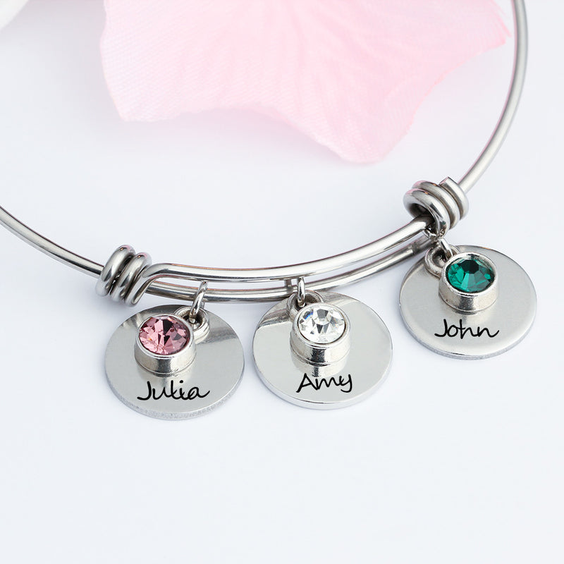 Personalized Name Stainless Steel Bangle Bracelet