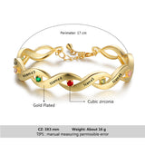 18K Gold Plated Cubic Zirconia Bracelet with Personalized Names