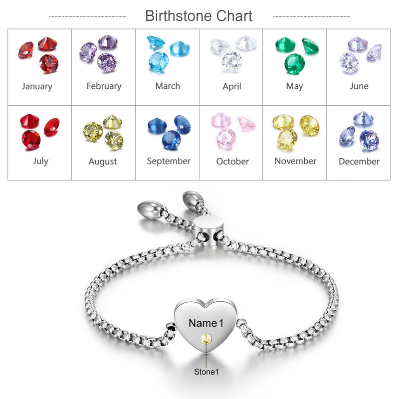 Heart Birthstone Bracelet