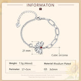 Rhodium Plated Birthstone Sunflower Bracelet