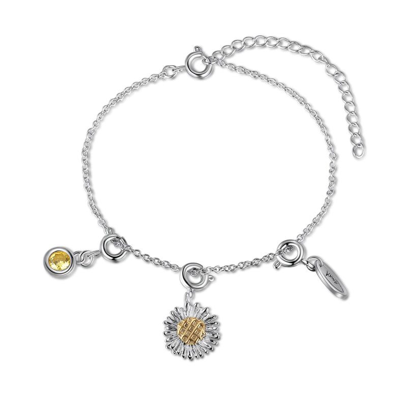 Sunflower CZ Charm Bracelet