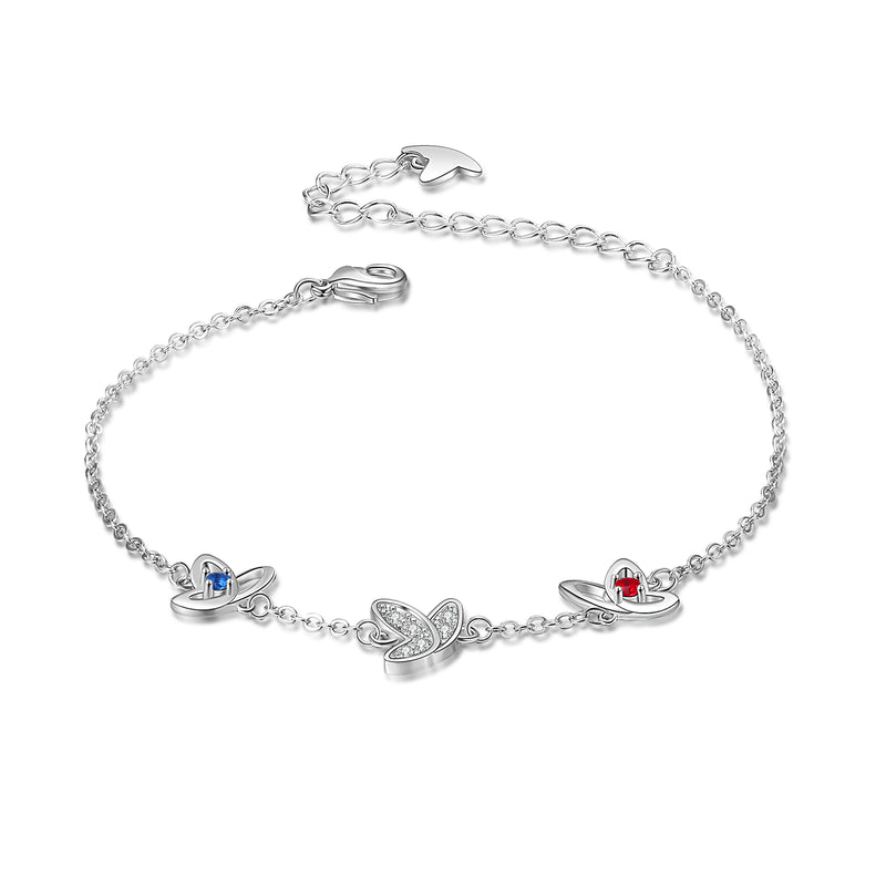 Personalized  Rhodium Plated Butterfly Bracelet