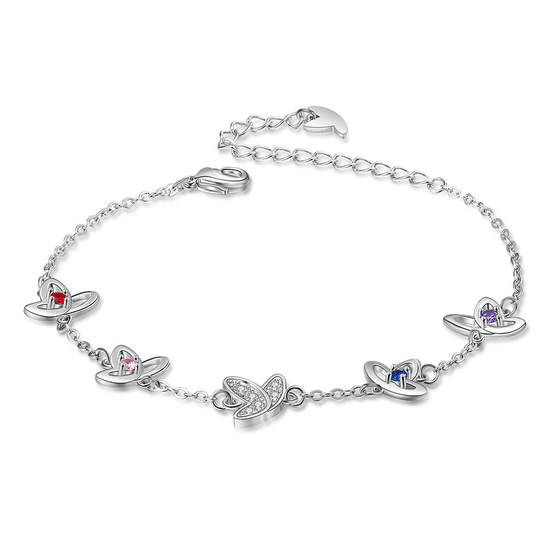 Personalized  Rhodium Plated Butterfly Bracelet