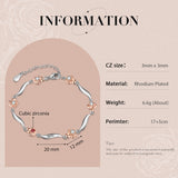 Rhodium Plated Rose Birthstone Bracelet
