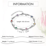 Rhodium Plated Rose Flower Bracelet