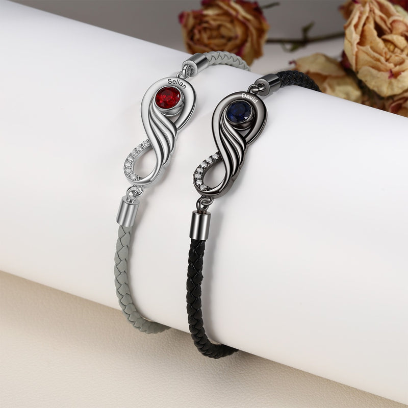 Rhodium Plated Infinity Couple Bracelet