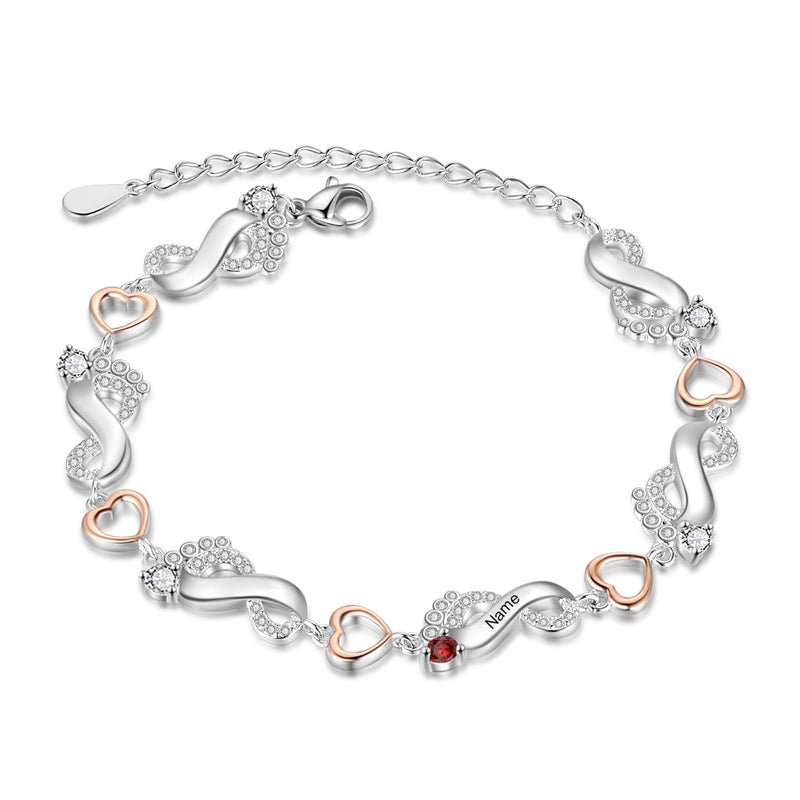 Rhodium Plated Feet Bracelet