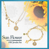 Sunflower Letter Peal Necklace and Bracelet Jewelry Set