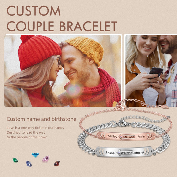Rhodium Plated Couple Bracelet