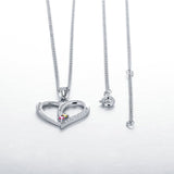 925 Silver Personalized Name Heart Shape Pendant Necklace with Cubic Zirconia
