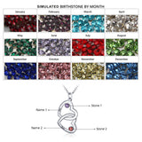 Custom Name Double Heart Shape Pendant Necklace with Birthstones