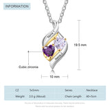 925 Silver Customized Names Two Heart Shape Birthstones Necklace