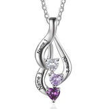 S925 Customized Heart Shape Birthstone Pendant Necklace